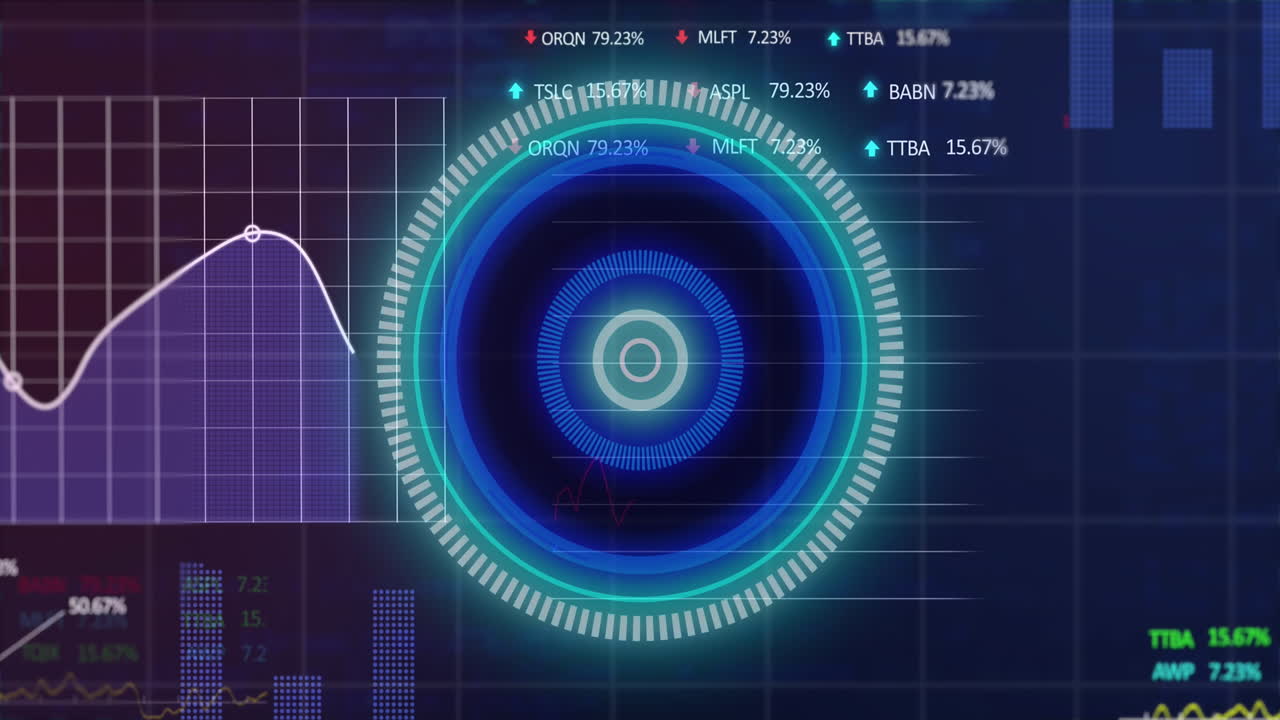 animación del escaneo del alcance y el procesamiento de datos sobre fondo azul