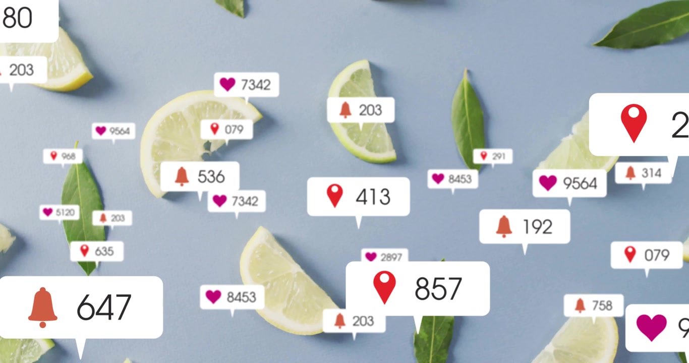 White pin bubble appearing over lemon driving bubbles clustering counts illustrating social growth