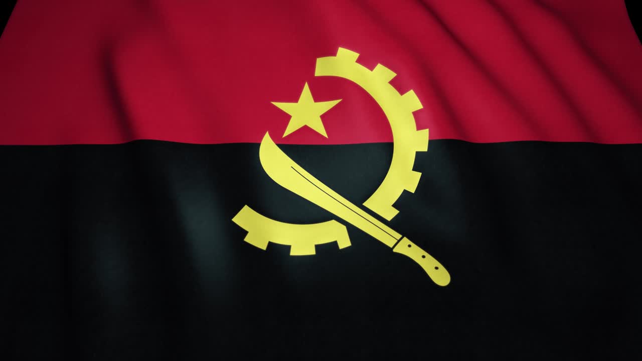 agitando una bandera realista de angola en 4k, animación en bucle