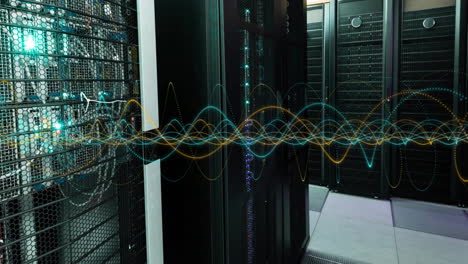 animación del procesamiento de datos digitales a través de servidores informáticos