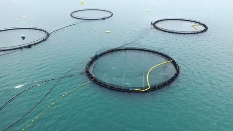 imágenes aéreas de granjas de pesca de salmón en noruega