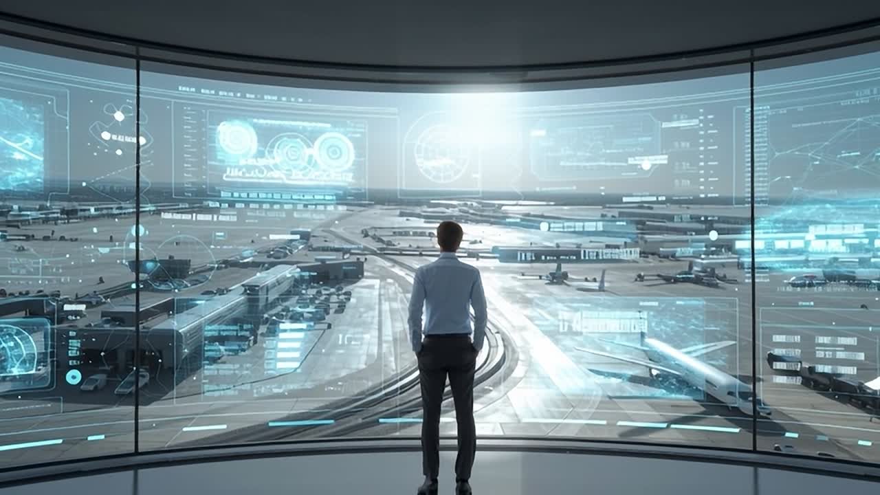Modern airport control center with advanced technology and monitoring