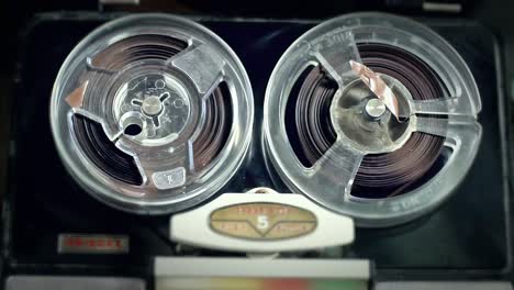 vintage reel to teel tape recorder. closeup. 4k resolution.