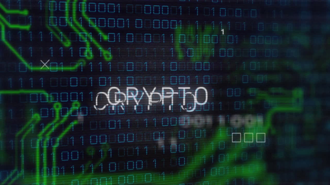 이진 코드 및 암호 텍스트 애니메이션 디지털 배경