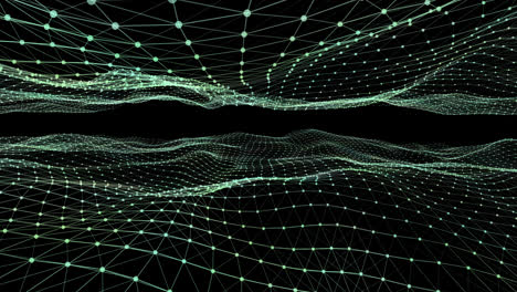 glowing green mesh waves against black background