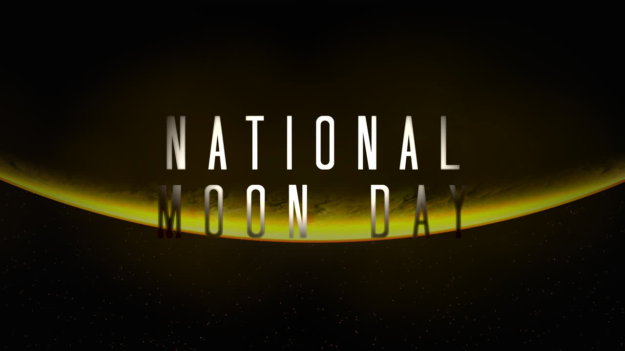 어두운 은하계에서 큰 행성과 노란 빛의 별과 함께 국가 달의 날