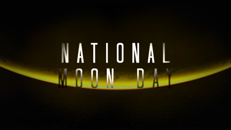 Día-Nacional-De-La-Luna-Con-Gran-Planeta-Y-Luz-Amarilla-De-Estrella-En-Galaxia-Oscura