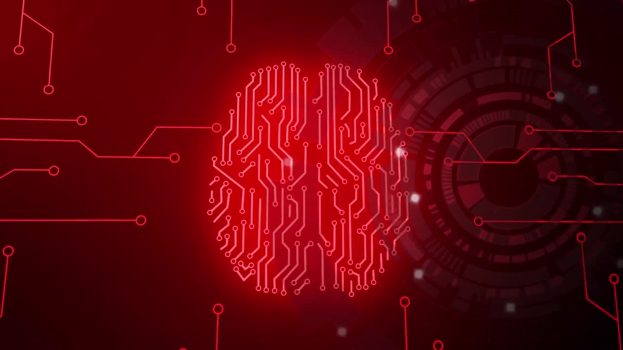 animación del procesamiento de datos a través del cerebro de la placa de circuitos de la computadora.