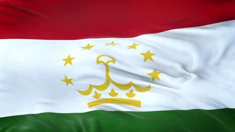bandera de tayikistán ondeando en el viento con una textura de tela muy detallada. bucle sin costuras