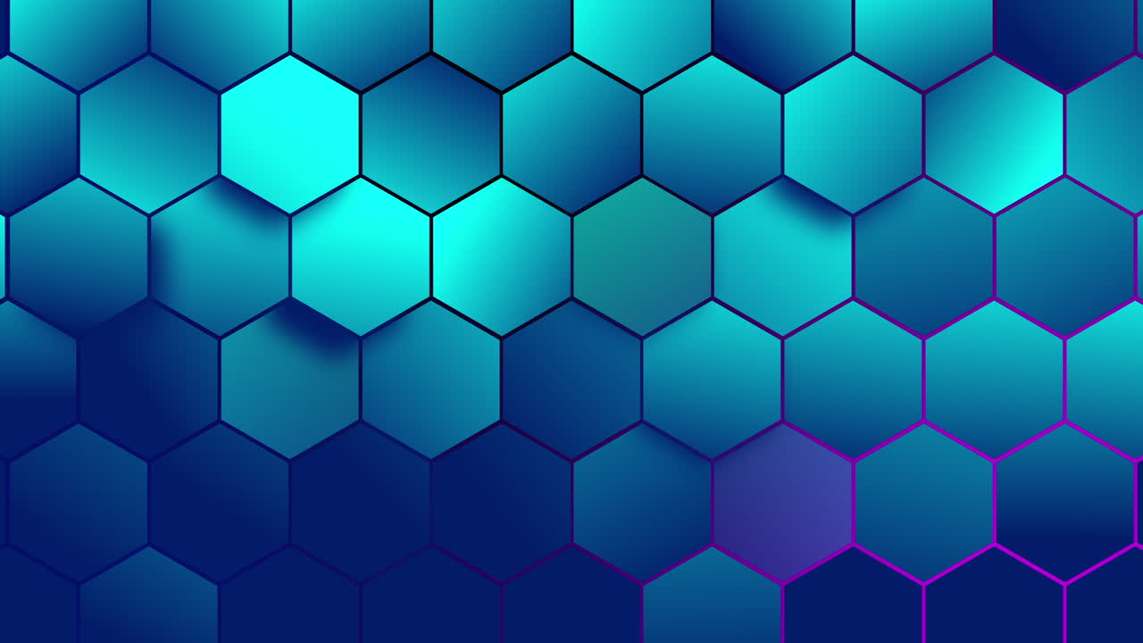 Dynamic Abstract Hexagon Pattern with Shifting Blue and Teal Colors