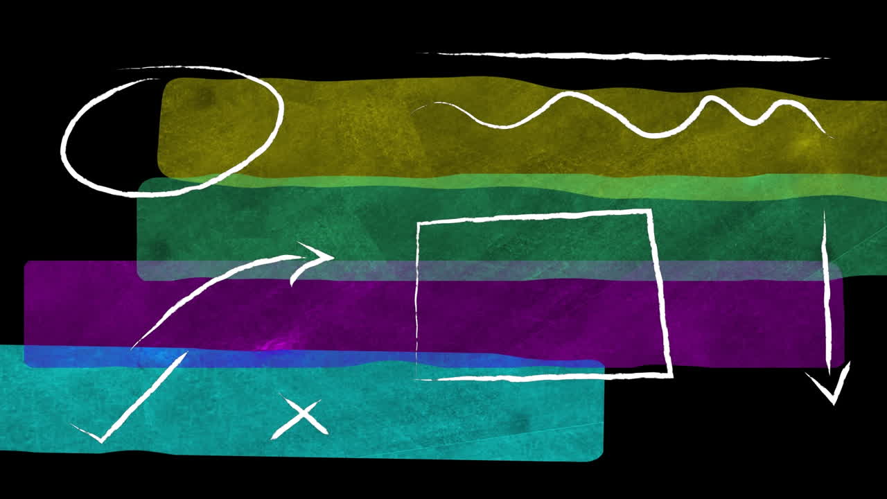 검은색 바탕에 파스텔색 줄무 ⁇ 와 디자인 레이아웃 스케치의 애니메이션