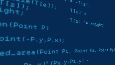 Program codes running on the screen