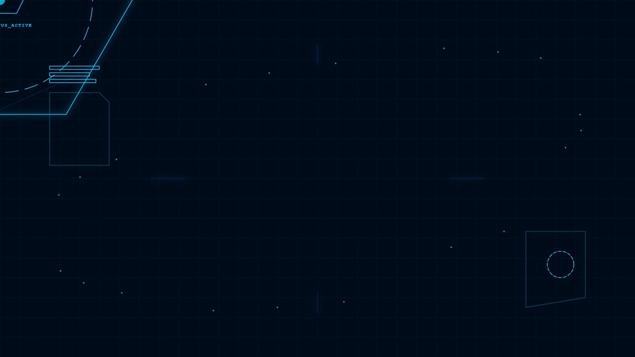 Abstract Digital HUD Interface with Glowing Blue Geometric Elements