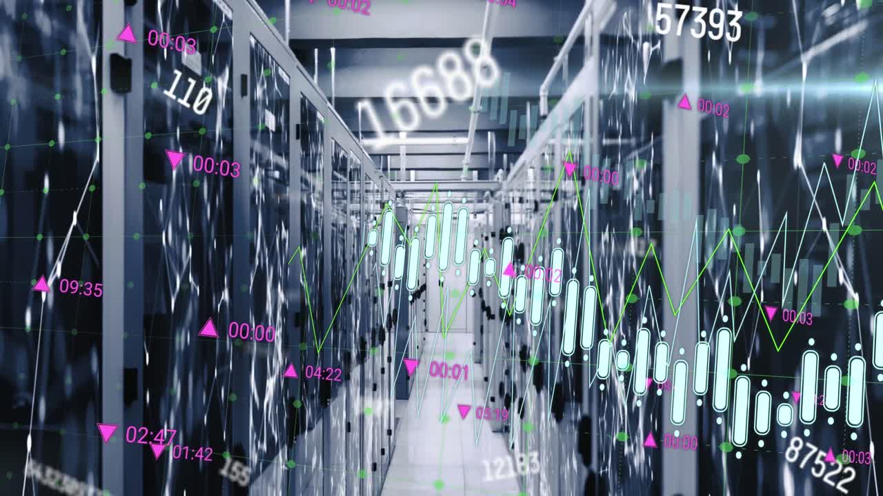 Animation of networks and data processing over computer servers