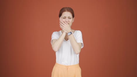 woman with toothache.