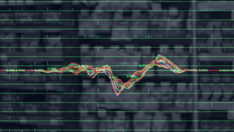 animation of financial data processing over dark background