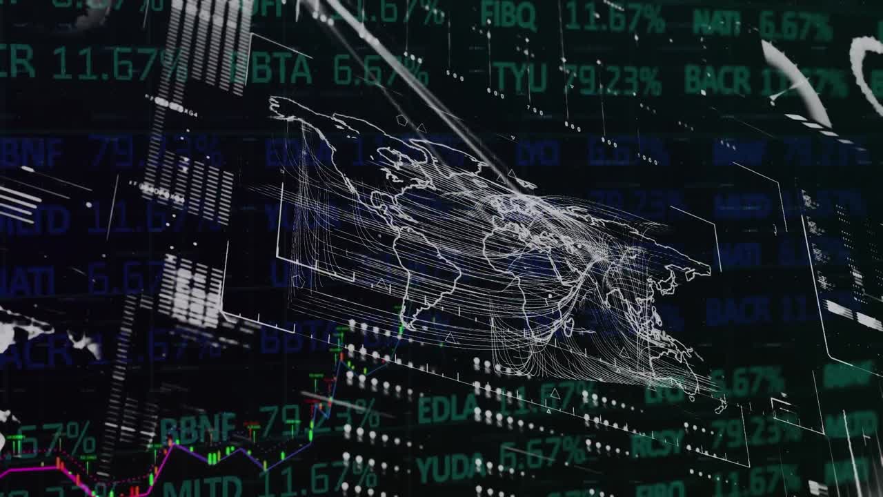 세계 지도에 대한 통계 및 데이터 처리의 애니메이션