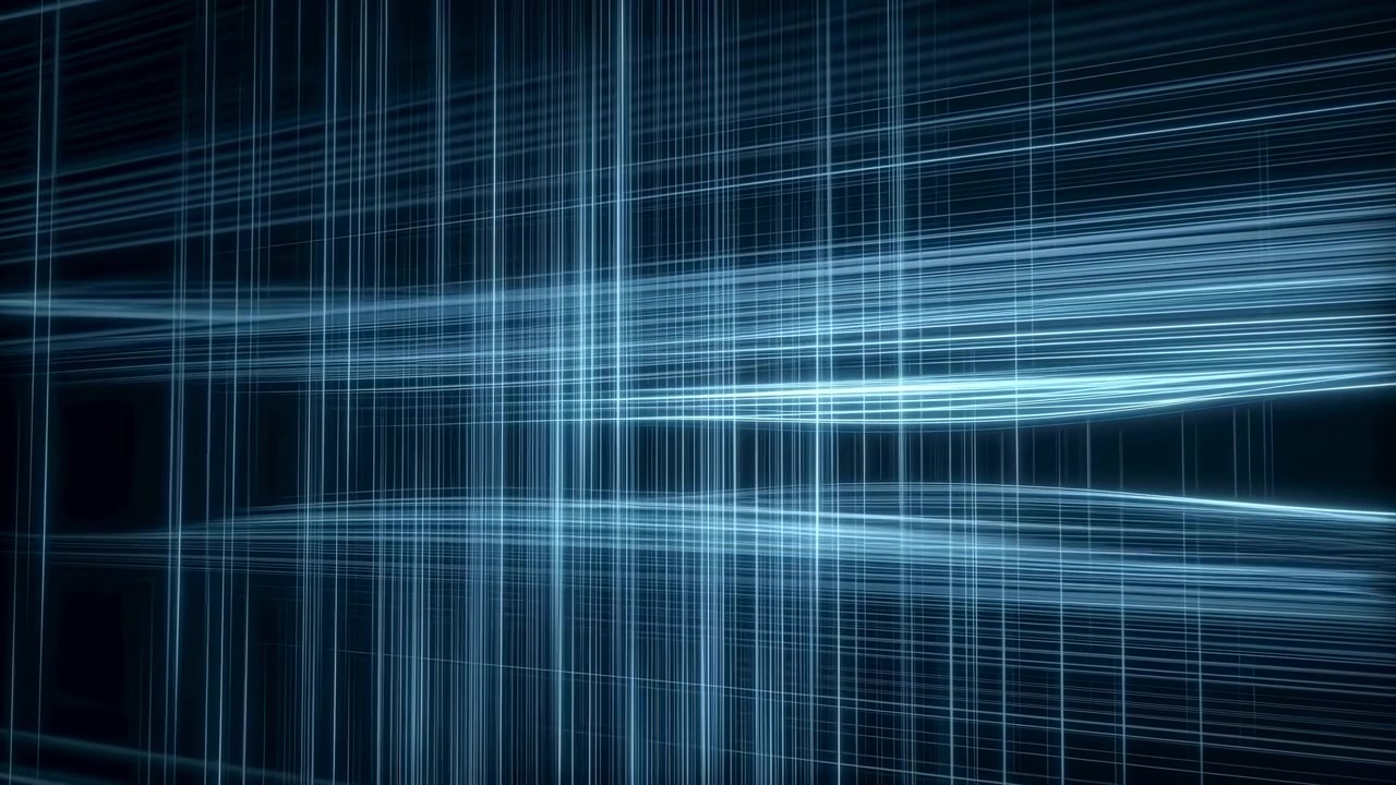 Crossing Blue Light Lines Forming Grid, Fiber Optic Impression, High Speed Flow, Corporate Tech Mood, Subtle