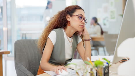 Gelangweilte,-Müde-Und-Junge-Frau-Im-Büro