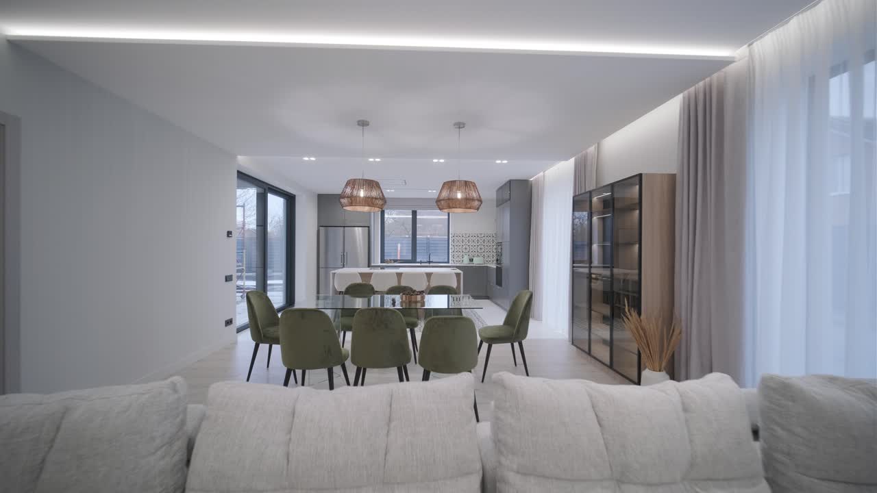 video de diseño y decoración de habitaciones interiores moderno estilo minimalista sala de estar y comedor apartamento estudio.