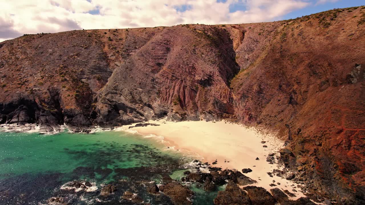 Aerial view of seascape along the vast beach on the South Coast during summer