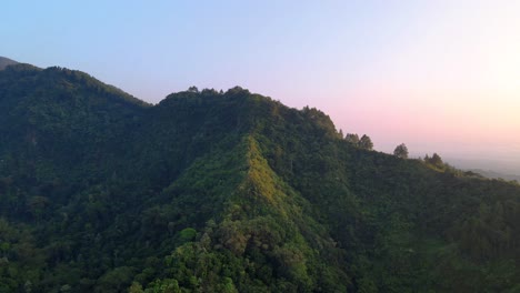 Wunderschöne-Naturlandschaft-Aus-Wald-Und-Hügel-Mit-Sonnenaufgangshimmel