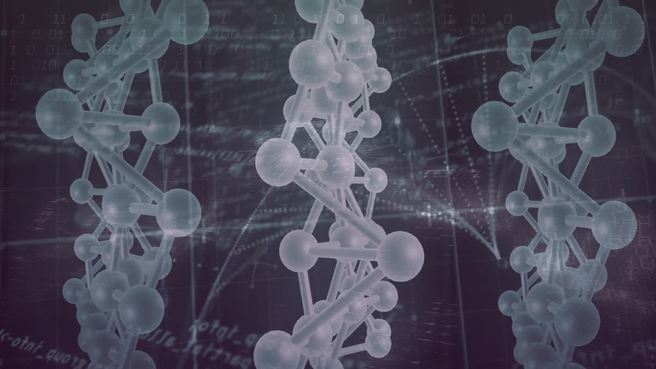 dna 줄무와 암흑 배경의 과학 데이터 처리 애니메이션