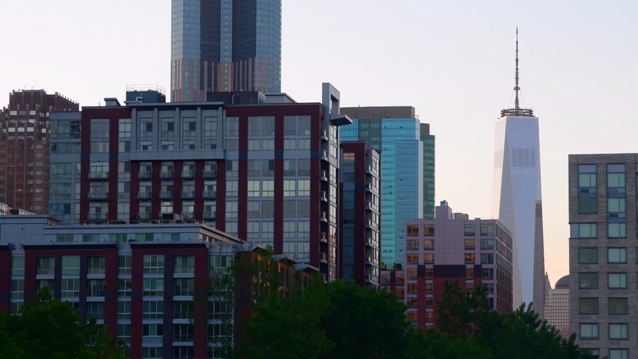리버티 스테이트 파크 (liberty state park, nj) - 맨해튼 스카이 라인 실루, 멋진 일출, 여행 관광지