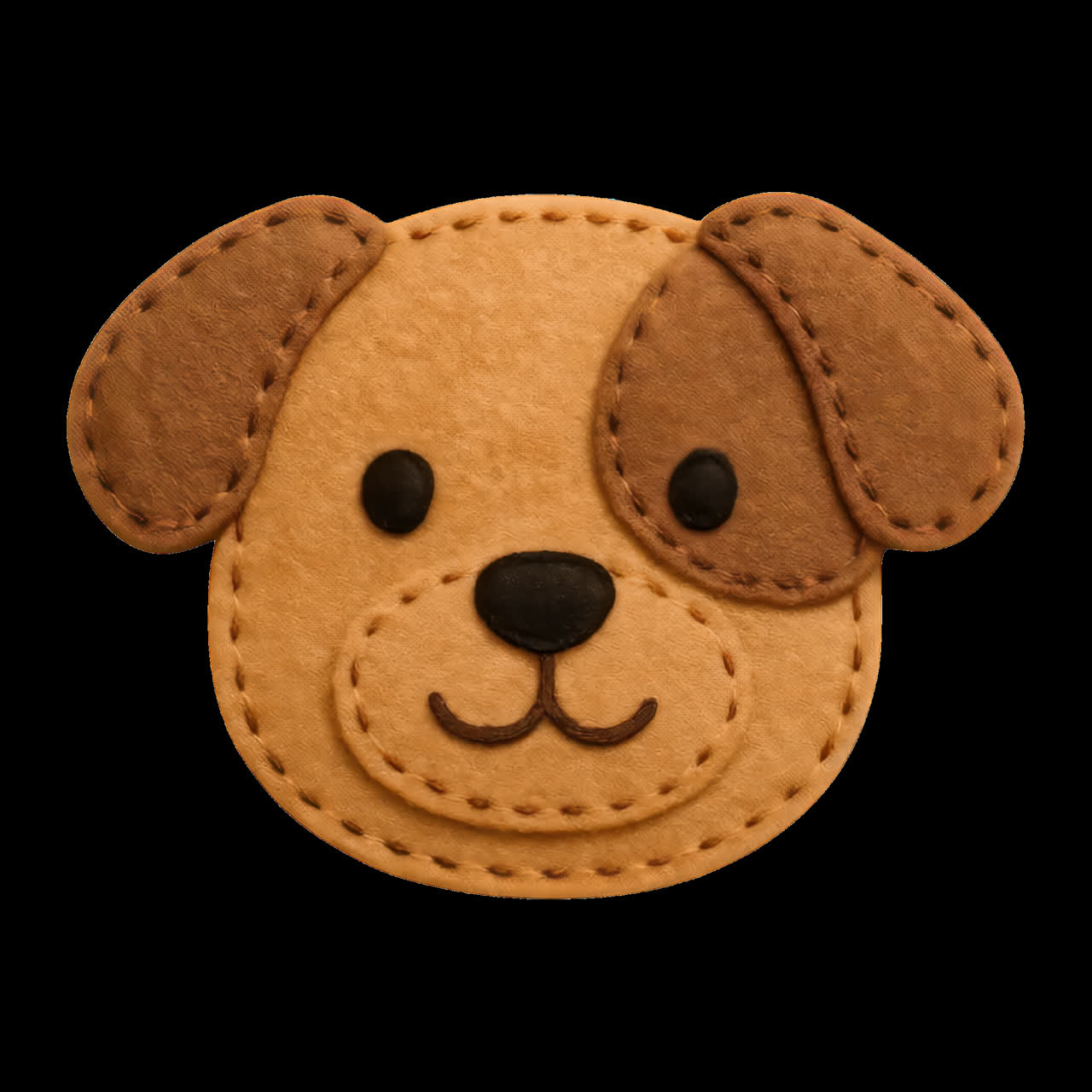 Cute felt dog face design animation isolated asset, transparent 4K video, alpha channel, ProRes 4444
