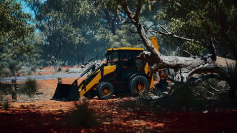 excavator tractor in bush forest