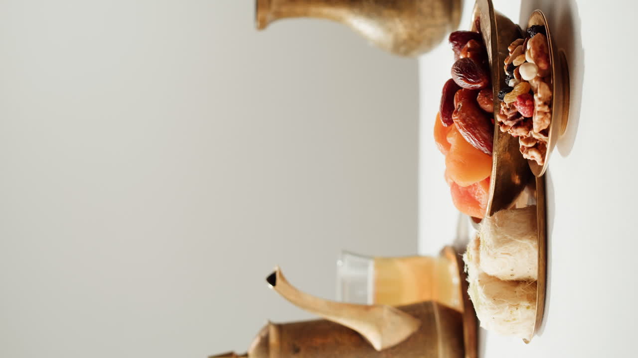 Dried Fruits, Nuts, and Turkish Delight on a Table