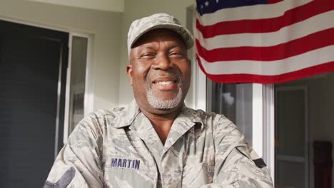 video of african american male soldier smiling at camera