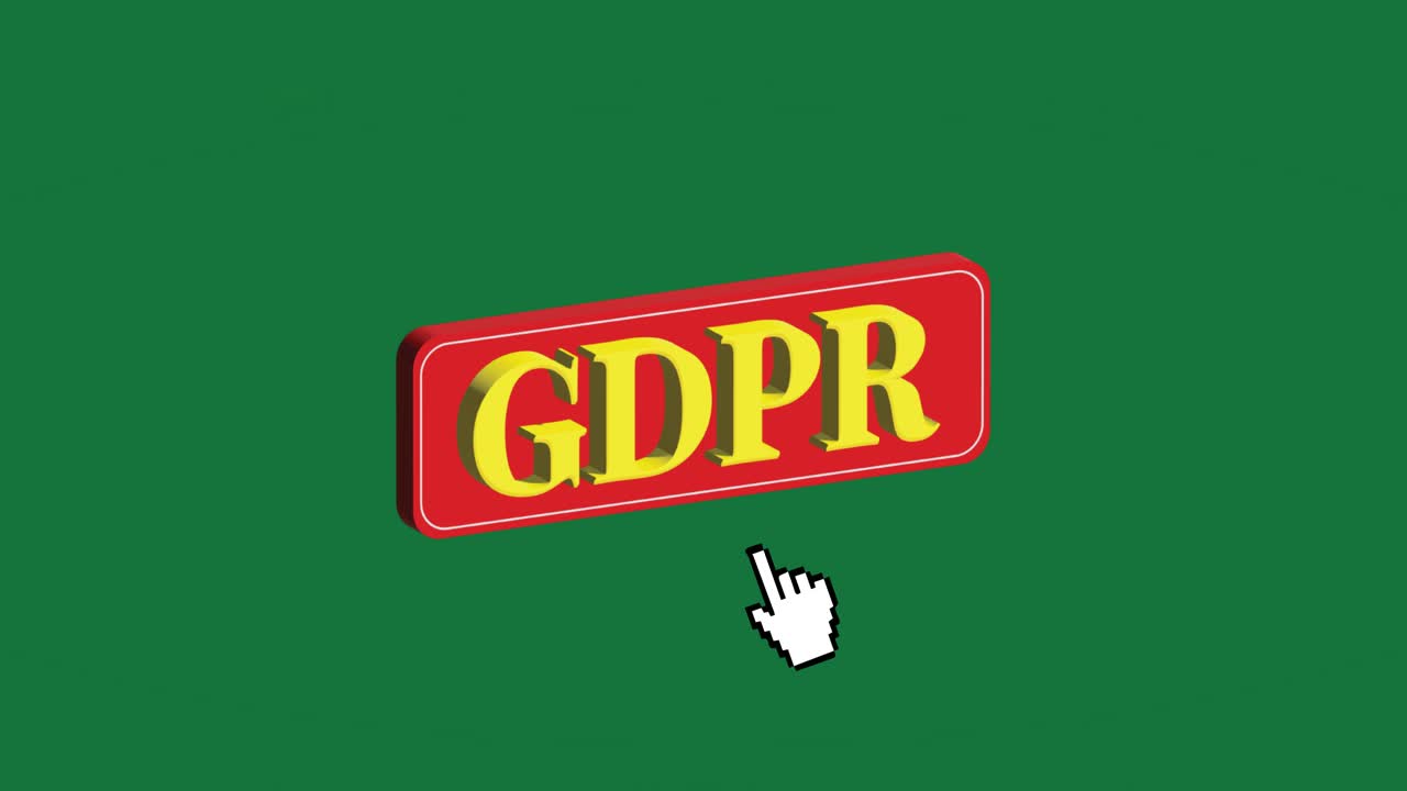 gdpr o botón de regulación de la ley general de protección de datos pulsado en bucle en 4k con arte de palabras en segundo plano