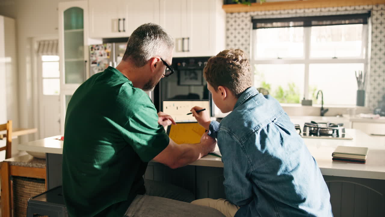 Father and Son Learning Together