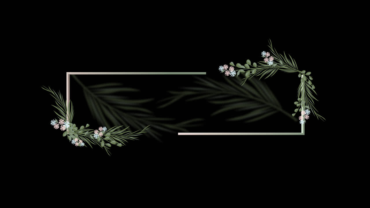Animated Botanical Frames with Green Leaves and Flowers