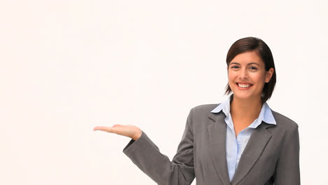 Brunette-businesswoman-looking-at-the-camera