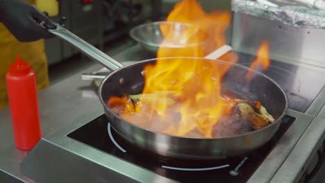 kochen in einer professionellen küche