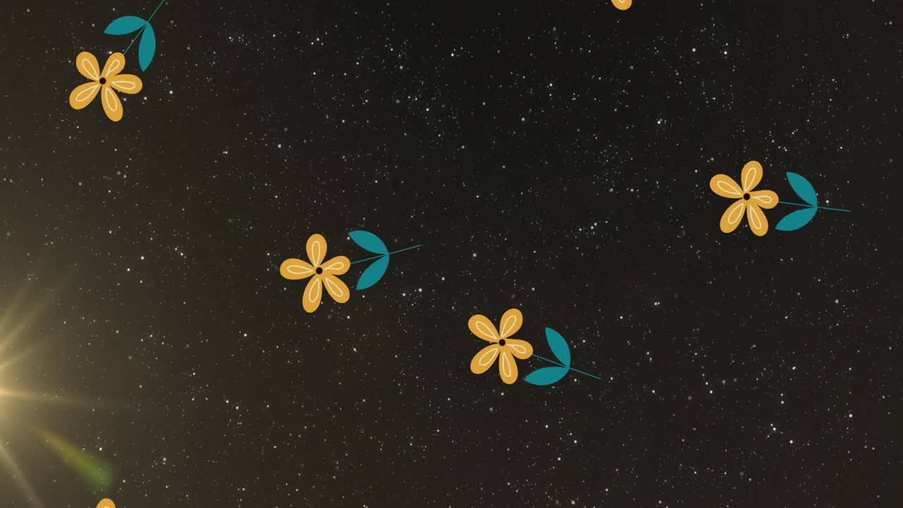 빛으로 밤 하늘 위에 꽃의 애니메이션