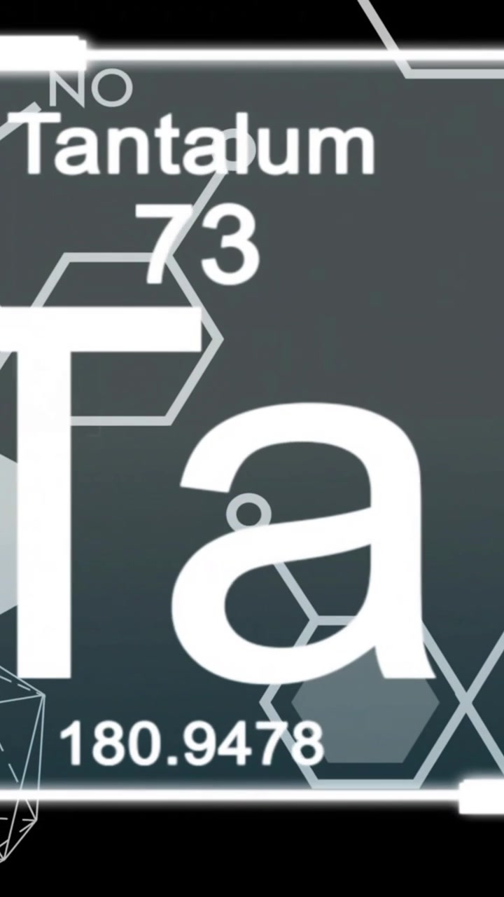 Animation of tantalum chemical element and data processing over black background