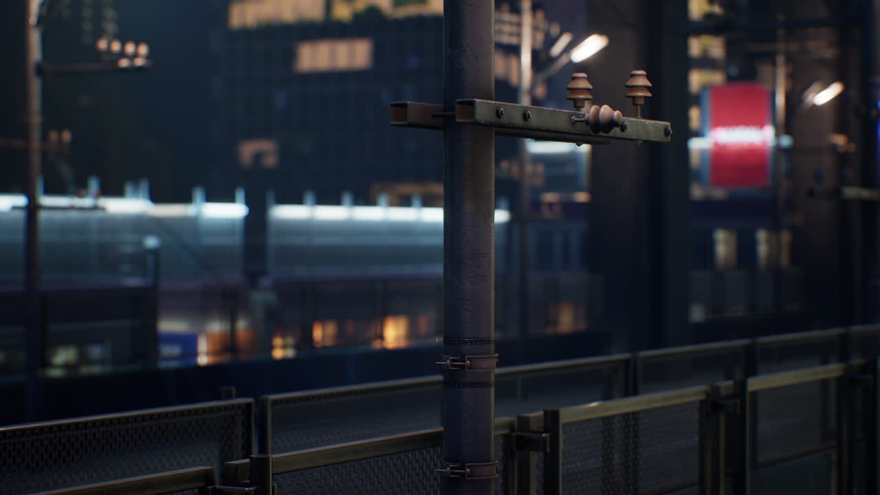 네온 조명 을 가진 일본 도시 의 야간 장면