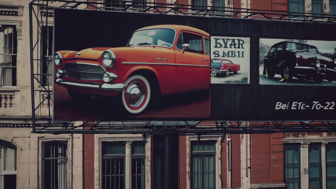 Deserted Cityscape with Vintage Billboards