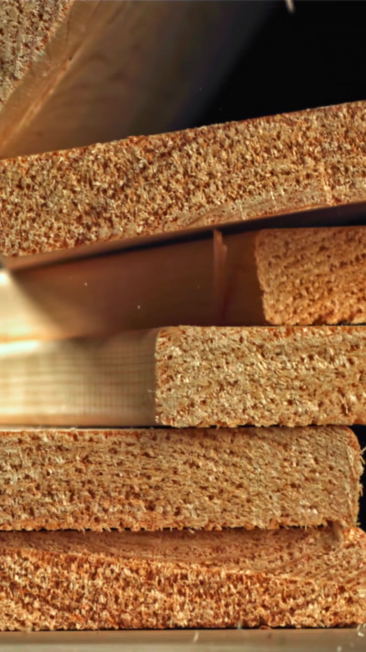 Slow Motion Close-Up of Wooden Boards Falling and Stacking