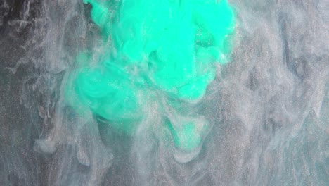 abstract turquoise and silver fluid art