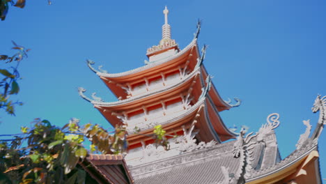 capturar la impresionante vista de la belleza arquitectónica de una pagoda contra un telón de fondo de cielo azul claro