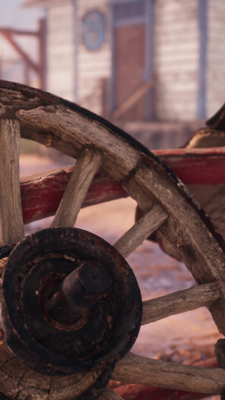 서쪽 마을 의 목조 마차 바 의 클로즈업