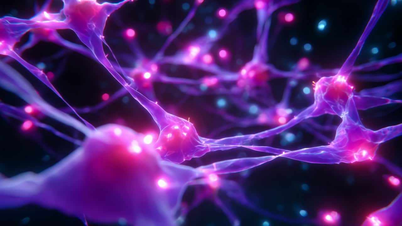 An intricate visual representation of neural connections showcases brilliantly colored neurons intertwined with glistening synapses, highlighting the complexities of the nervous system and brain activity