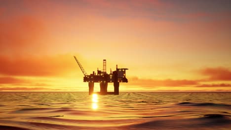oil rig at sunset