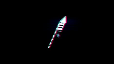 el símbolo de los fuegos artificiales en la animación vintage retro de glitch.