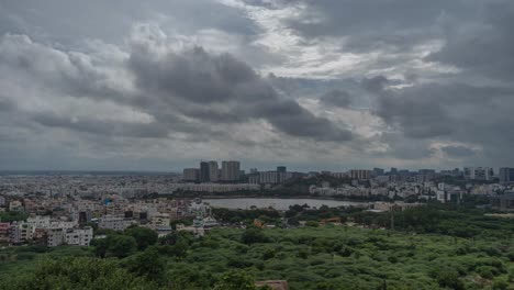 hyderabad city view from a mountain in jubilee hills, india 4k timelapse