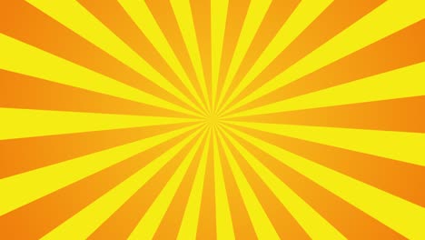 fondo de movimiento 2d. radiación solar amarilla naranja estilo de dibujos animados. el bucle sin fin